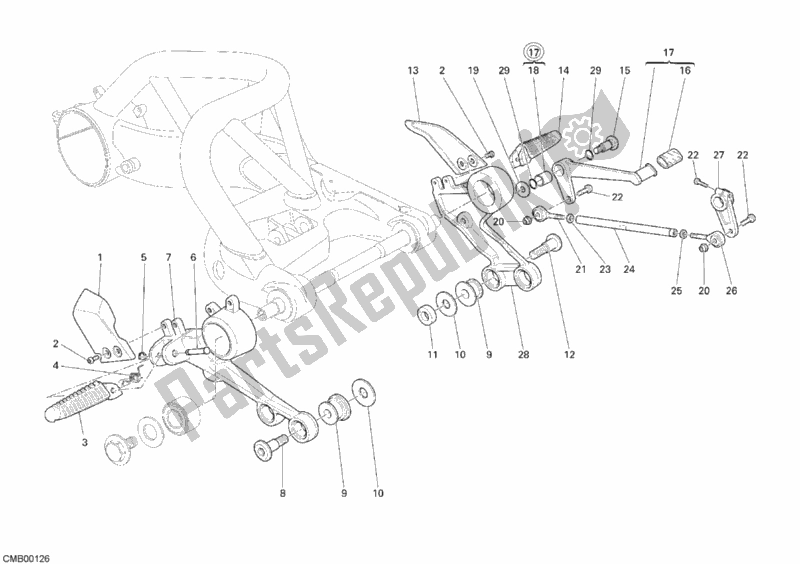 Todas las partes para Reposapiés de Ducati Monster S2R 800 USA 2007